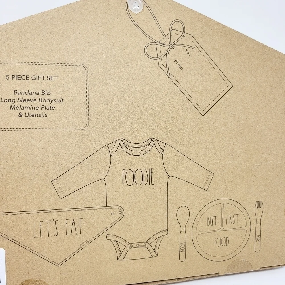 RAE DUNN Baby meal gift set outfit utensil feeding